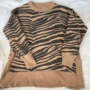 Aerie tan and black zebra crewneck